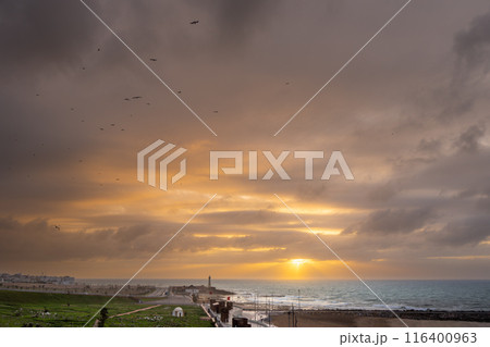 Sunset View from Kasbah of Udayas, Rabat, Morocco. Sunset View from Kasbah of Udayas, Rabat, Morocco. 116400963