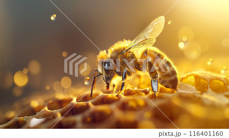 Honeybee on Honeycomb 116401160