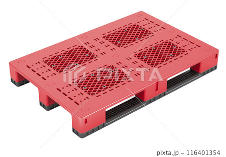 Red Plastic Pallet. 3D rendering Red Plastic Pallet. 3D rendering 116401354