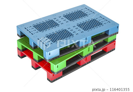Stack of Plastic Pallets. 3D rendering Stack of Plastic Pallets. 3D rendering 116401355