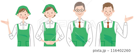 スーパーの店員のイラスト 男女 複数 家事代行スタッフ スーパーの店員のイラスト 男女 複数 家事代行スタッフ 116402260