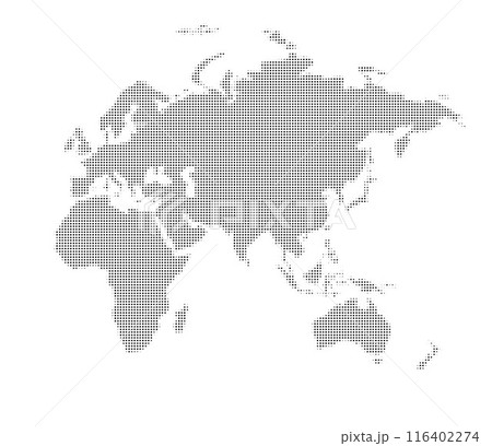 Dotted halftone world map dot global. Continents of the entire globe. Vector 116402274