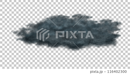 Realistic transparent black or dark cloud, isolated. Fog, smoog. Grey steam flow, mist. Png  116402300