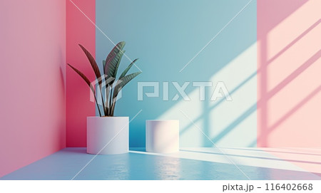 Abstract 3D room with flower. 116402668