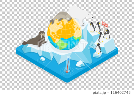 3D Isometric Flat  Illustration of Global Warming, World Climate Change, Ecology Problem 3D Isometric Flat  Illustration of Global Warming, World Climate Change, Ecology Problem 116402743