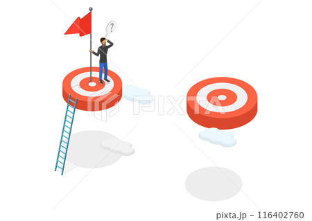 3D Isometric Flat  Illustration of Challenge Achievement, Reaching Goals, Business Purposes 116402760