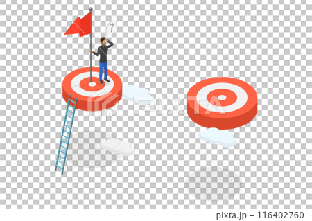 3D Isometric Flat  Illustration of Challenge Achievement, Reaching Goals, Business Purposes 116402760