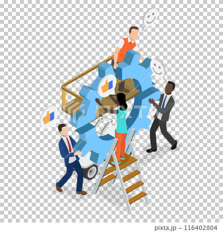 3D Isometric Flat  Illustration of Business Integration, Development Process or Project Implementation 116402804