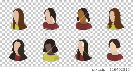 3D Isometric Flat Set of Women Hairstyles, Beautiful Young Girls Portrait with Different Hair Styles 3D Isometric Flat Set of Women Hairstyles, Beautiful Young Girls Portrait with Different Hair Styles 116402816