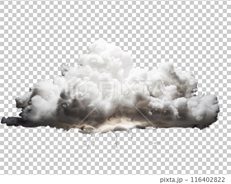 Fluffy white cloud with lightning isolated 116402822