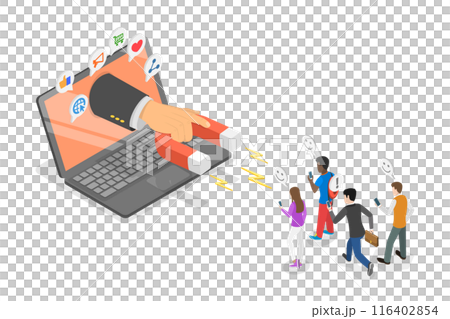 3D Isometric Flat  Illustration of Digital Marketing, Lead Generation, Conversion Rates Strategy 116402854