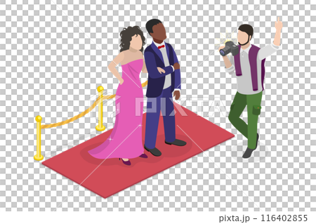 3D Isometric Flat Illustration of Professional Photographer, Famous People Event 3D Isometric Flat Illustration of Professional Photographer, Famous People Event 116402855