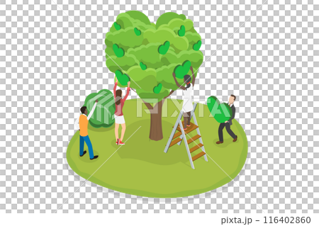 3D Isometric Flat Illustration of Love And Care For Environment, Volunteer's Teamwork 3D Isometric Flat Illustration of Love And Care For Environment, Volunteer's Teamwork 116402860