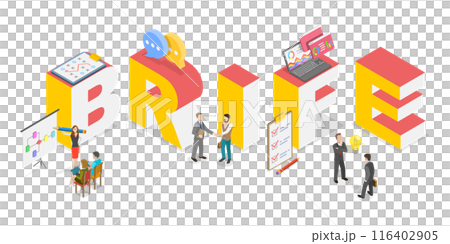 3D Isometric Flat  Illustration of Brief, Brainstorming with Creative Team 116402905