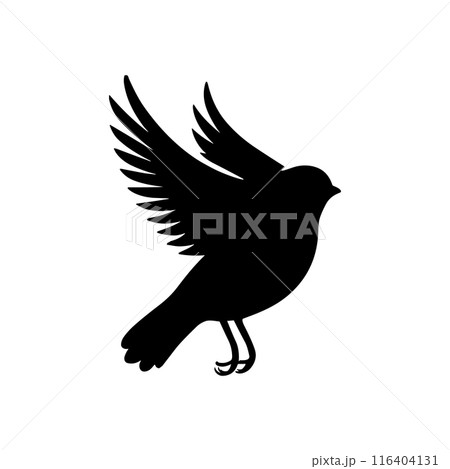 Bird vector silhouette icon. Animal bird nature wildlife black sparrow hawk icon 116404131
