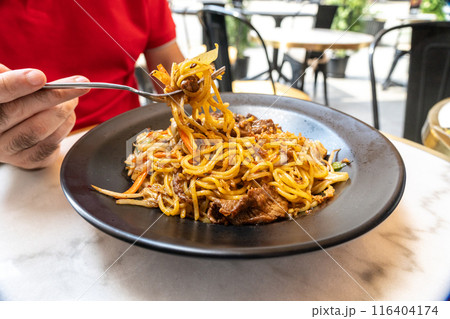 Udon Street Food, Chinese Fried Noodles, Beef Spaghetti with Vegetables, Asian Pasta, Korean Udon Udon Street Food, Chinese Fried Noodles, Beef Spaghetti with Vegetables, Asian Pasta, Korean Udon 116404174