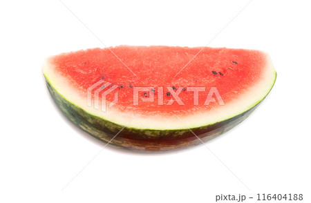 Watermelon pieces isolated. Water melon wedges pile, chopped Citrullus lanatus, red wassermelone cuts group 116404188