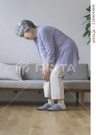 膝をおさえる高齢の女性 116404469
