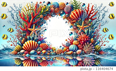 カラフルな貝殻のフレーム 116404674