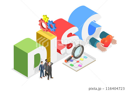 3D Isometric Flat  Illustration of DISC, Dominance, Influence, Steadiness and Conscientiousness 116404723