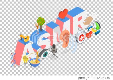 3D Isometric Flat  Illustration of ASMR, Autonomous Sensory Meridian Response 116404730