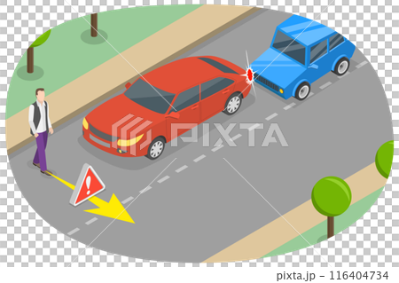 3D Isometric Flat  Illustration of Pedestrian Safety Rules, Crossing a Road 116404734