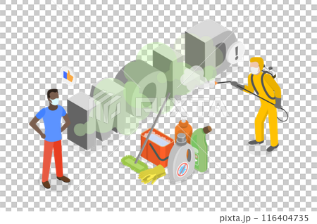 3D Isometric Flat  Illustration of Professional Disinfector, Mold Removal Service 116404735