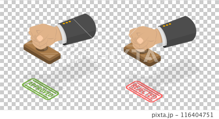3D Isometric Flat Illustration of Approved And Rejection Stamps , Paper Document 3D Isometric Flat Illustration of Approved And Rejection Stamps , Paper Document 116404751