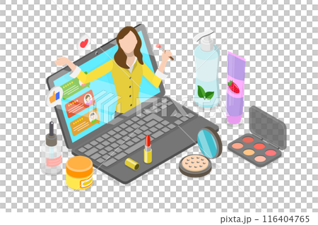 3D Isometric Flat Illustration of Beauty Blogger, Latest Trend Makeup 3D Isometric Flat Illustration of Beauty Blogger, Latest Trend Makeup 116404765