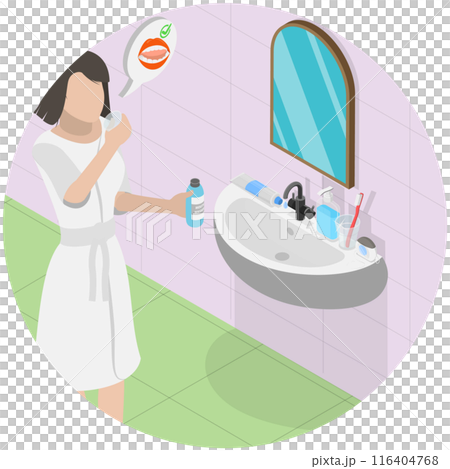 3D Isometric Flat  Illustration of Mouthwash, Daily Oral Hygiene Routine 116404768