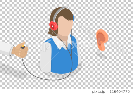 3D Isometric Flat Illustration of Audiometry Exam, Audiologist Audiometry Hearing Test Screening 3D Isometric Flat Illustration of Audiometry Exam, Audiologist Audiometry Hearing Test Screening 116404770