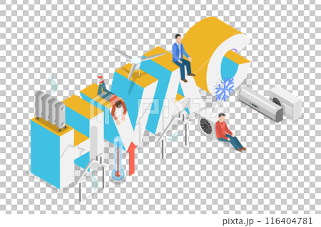 3D Isometric Flat Illustration of HVAC, Heating Ventilation Air Conditioning 3D Isometric Flat Illustration of HVAC, Heating Ventilation Air Conditioning 116404781
