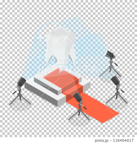 3D Isometric Flat  Illustration of Teeth Whitening, Deep Cleaning, Dental Care 116404817