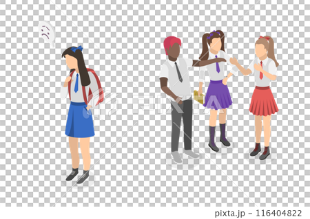 3D Isometric Flat  Illustration of Loneliness, Communication Difficulty and Ignoring 116404822
