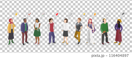 3D Isometric Flat  Illustration of Human Personality Feelings, Psychological Mindsets 116404897