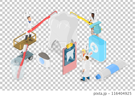 3D Isometric Flat  Illustration of Stomatology, Teeth Dentistry 116404925