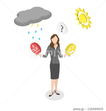 3D Isometric Flat Illustration of Mental Health, Mood Swing 3D Isometric Flat Illustration of Mental Health, Mood Swing 116404935
