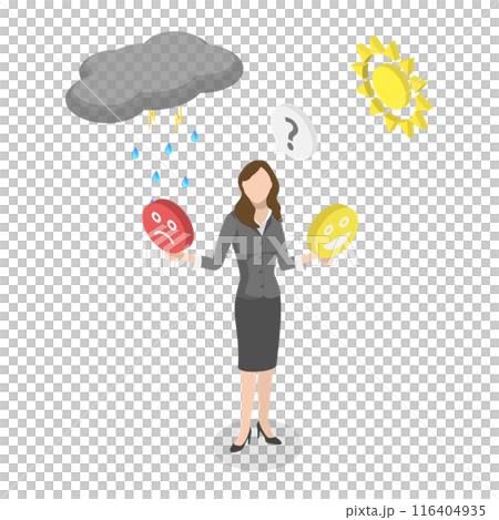 3D Isometric Flat Illustration of Mental Health, Mood Swing 3D Isometric Flat Illustration of Mental Health, Mood Swing 116404935