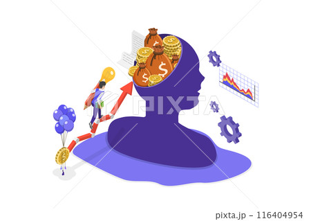 3D Isometric Flat Illustration of Improving Work Skills, Brain Maintenance, Fixing Emotional and Mental Problem 3D Isometric Flat Illustration of Improving Work Skills, Brain Maintenance, Fixing Emotional and Mental Problem 116404954