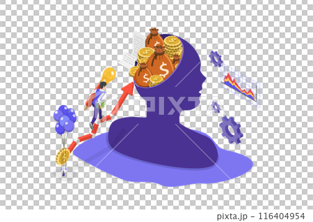 3D Isometric Flat  Illustration of Improving Work Skills, Brain Maintenance, Fixing Emotional and Mental Problem 116404954