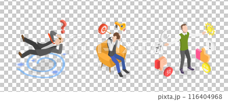 3D Isometric Flat  Illustration of Attention Concentration, Distracted Mind 116404968