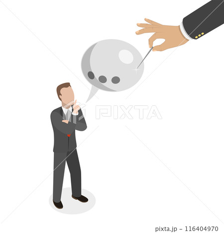 3D Isometric Flat  Illustration of Freedom Speech Violation, Rejecting Comments or Arguments 116404970