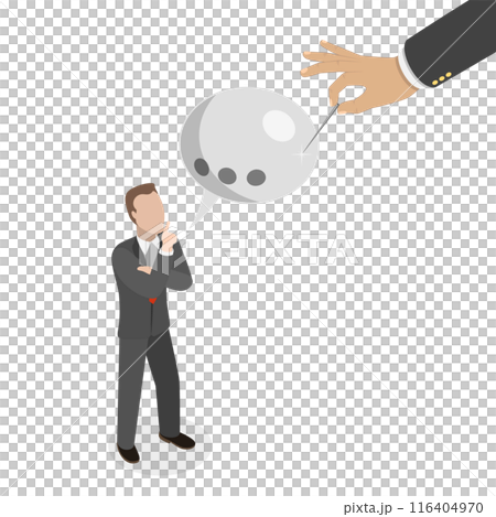 3D Isometric Flat  Illustration of Freedom Speech Violation, Rejecting Comments or Arguments 116404970