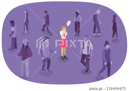 3D Isometric Flat  Illustration of Panic Attack, Mental Disorder, Social Phobia 116404975