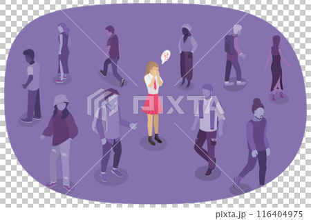 3D Isometric Flat  Illustration of Panic Attack, Mental Disorder, Social Phobia 116404975