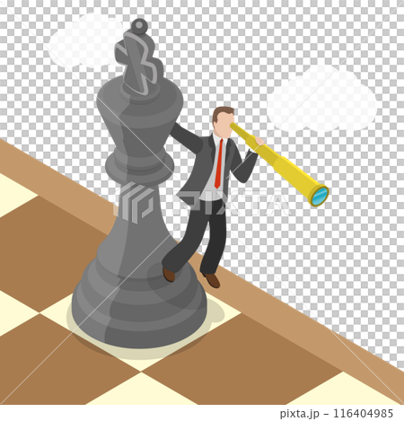 3D Isometric Flat  Illustration of Business Planning Strategy, Leadership Vision or Looking for Opportunity 116404985