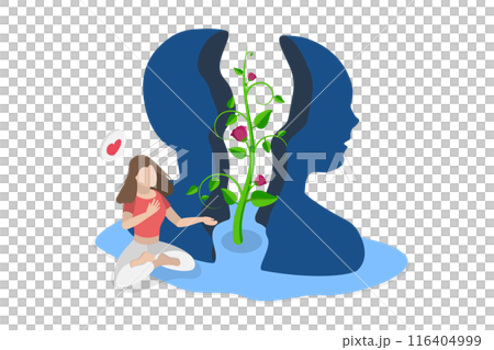 3D Isometric Flat Illustration of Family Camping, Roasting Marshmallows Over a Campfire 3D Isometric Flat Illustration of Family Camping, Roasting Marshmallows Over a Campfire 116404999