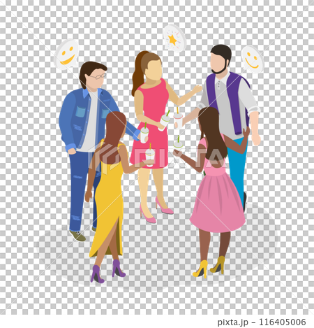 3D Isometric Flat  Illustration of Holiday Party, Corporate Celebrating 116405006