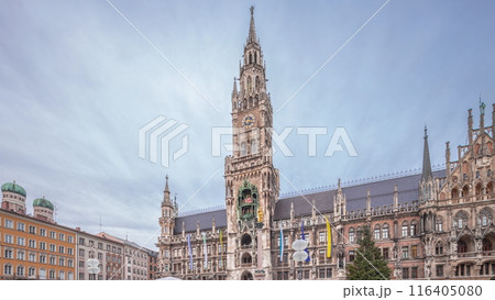 Marienplazt Old Town Square with the New Town Hall timelapse hyperlapse. Bavaria, Germany 116405080