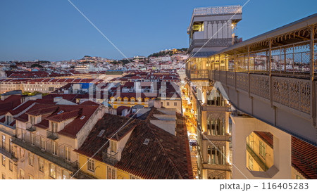 Panorama showing Alfama and Baixa districts of Lisbon aerial day to night timelapse, Portugal Panorama showing Alfama and Baixa districts of Lisbon aerial day to night timelapse, Portugal 116405283